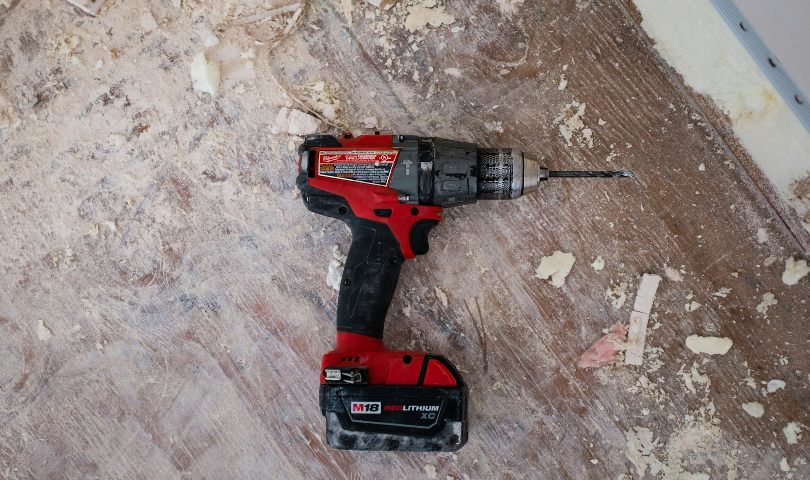 Drill and work materials on a project site